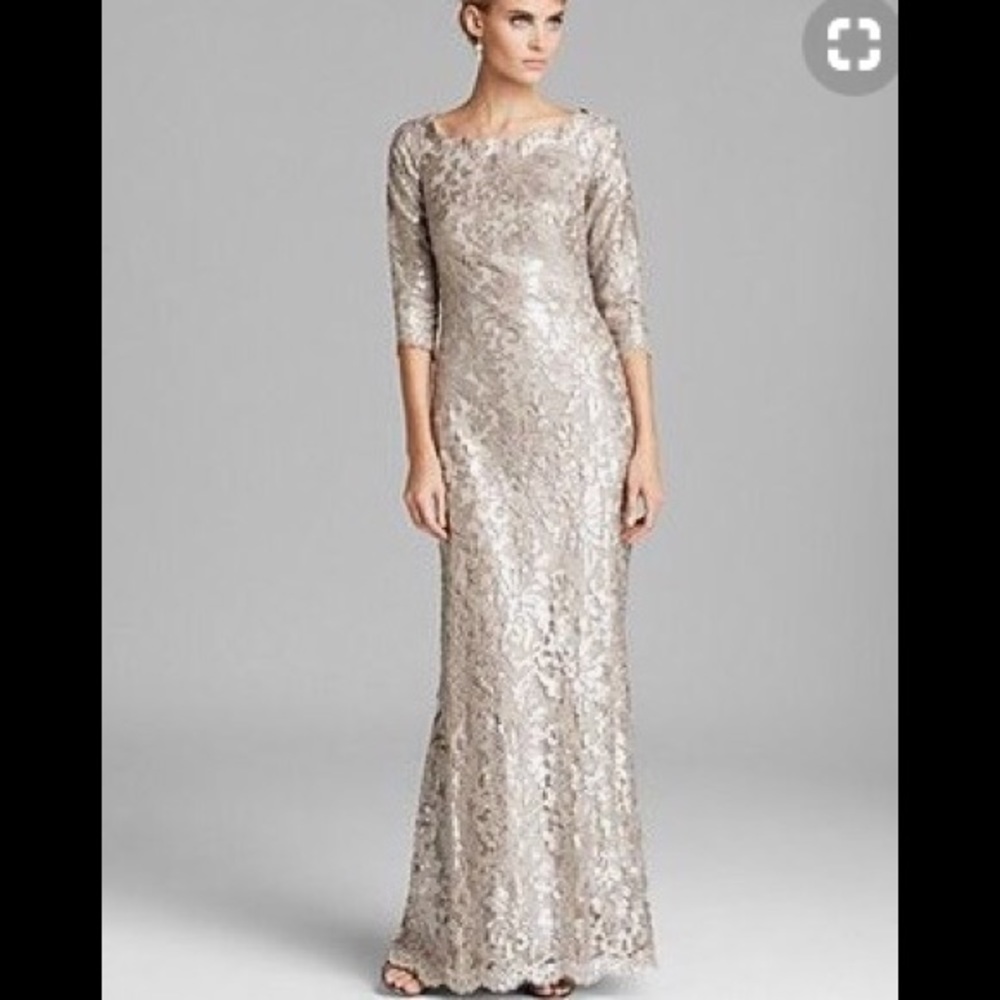 Tadashi Shoji Metallic Lace Gown